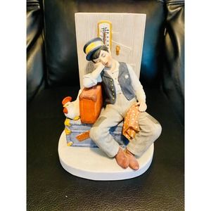 Nice Vintage 1980 Norman Rockwell 5" Danbury Mint "Asleep on the job" Figurine